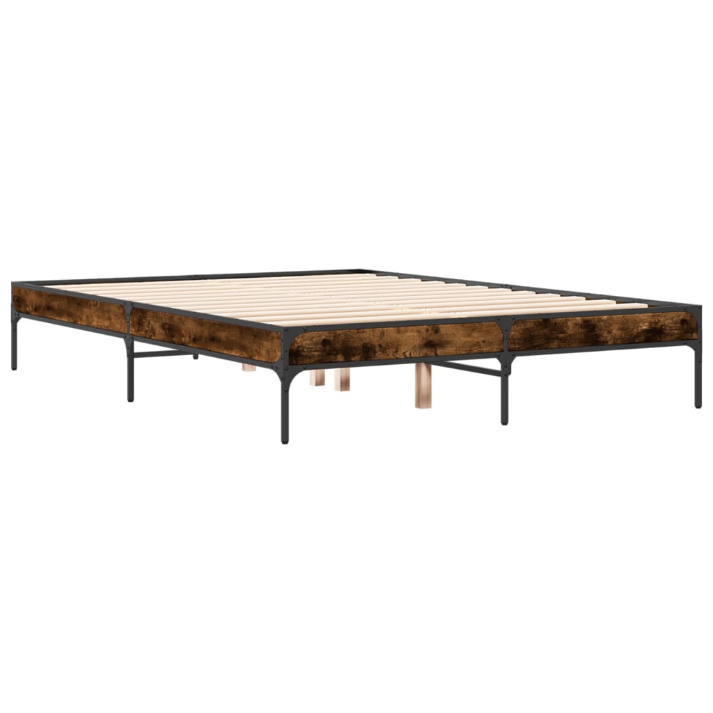 Bed Frame without Mattress Smoked Oak 120x190 cm Small Double