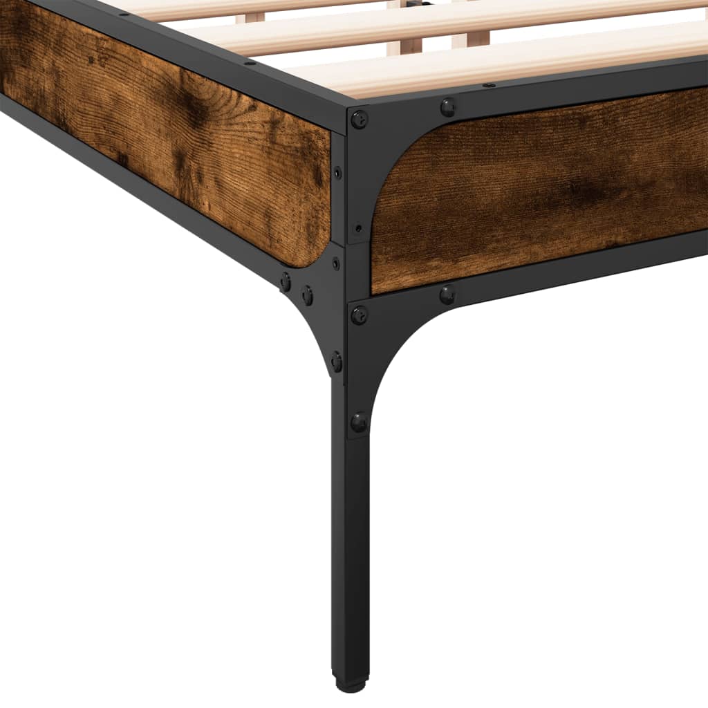 Bed Frame without Mattress Smoked Oak 120x190 cm Small Double
