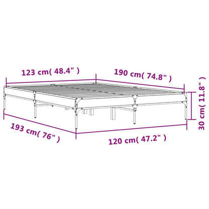 Bed Frame without Mattress Smoked Oak 120x190 cm Small Double