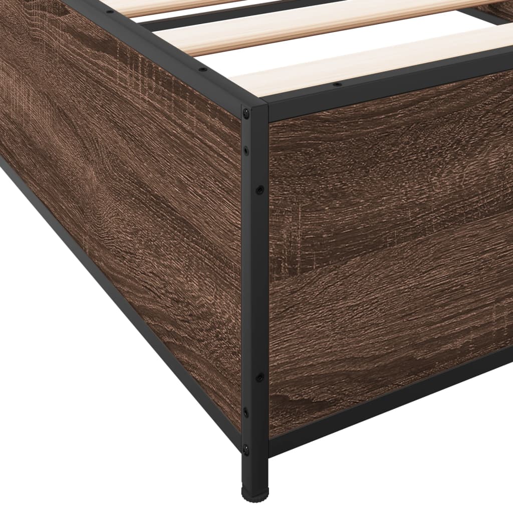 Bed Frame without Mattress Brown Oak 100x200 cm