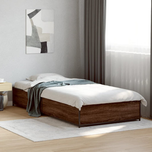 Bed Frame without Mattress Brown Oak 100x200 cm