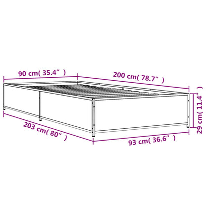 Bed Frame without Mattress Black 90x200 cm