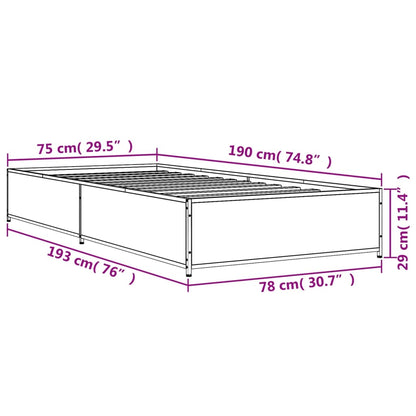 Bed Frame without Mattress Smoked Oak 75x190 cm Small Single
