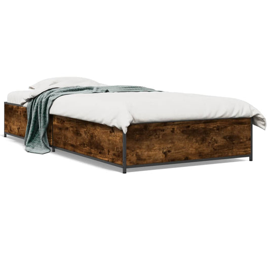Bed Frame without Mattress Smoked Oak 75x190 cm Small Single