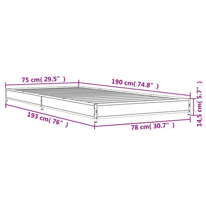 Bed Frame without Mattress Grey Sonoma 75x190 cm Small Single