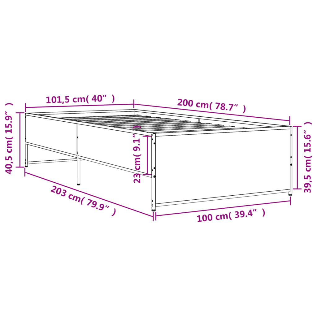 Bed Frame without Mattress Smoked Oak 100x200 cm