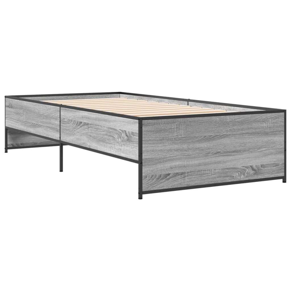 Bed Frame without Mattress Grey Sonoma 75x190 cm Small Single