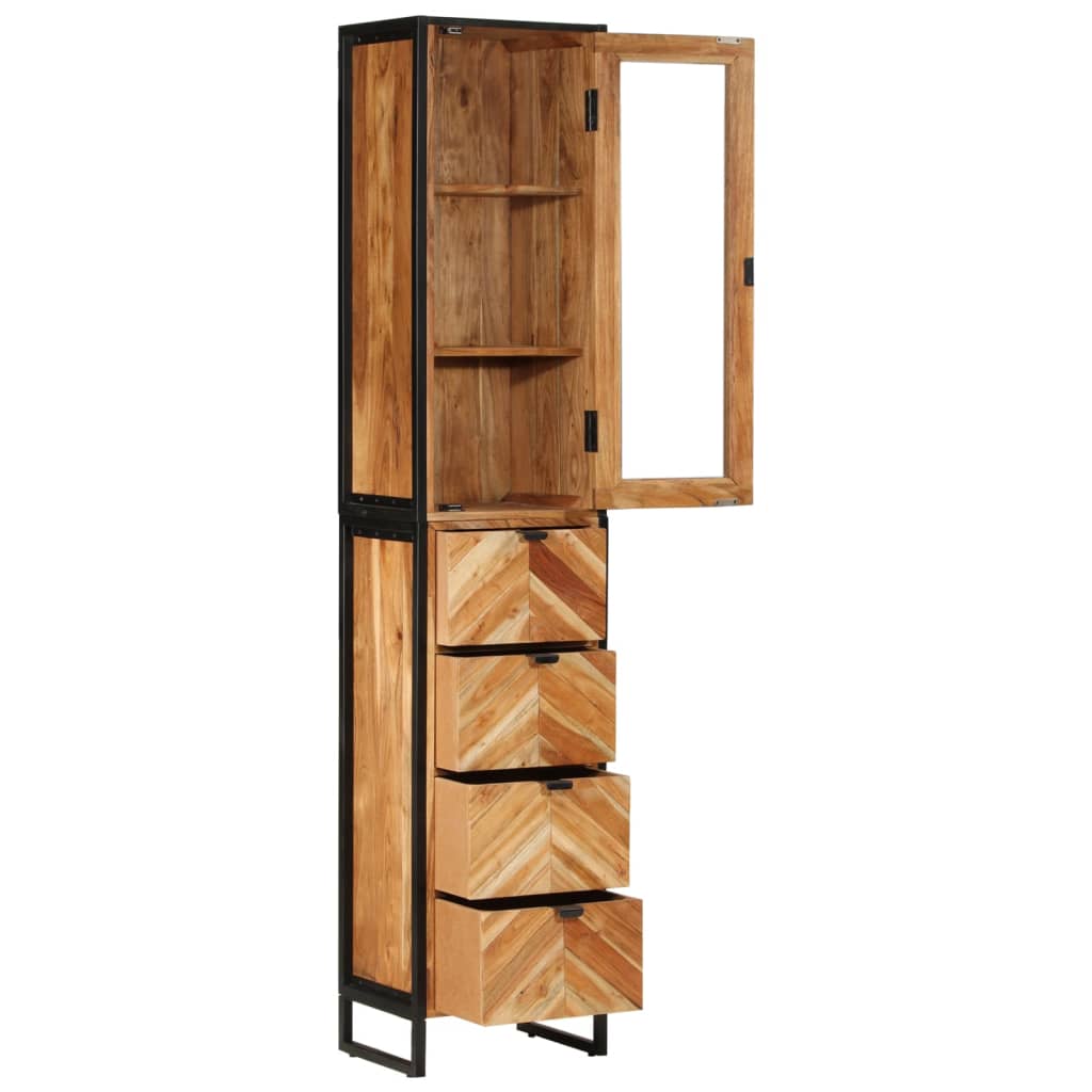 Bathroom Cabinet 40x27x190 cm Iron and Solid Wood Acacia