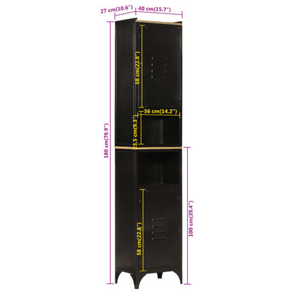 Bathroom Cabinet 40x27x180 cm Iron and Solid Wood Mango