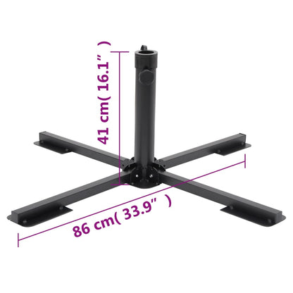 Parasol Base Foldable for Ø38/48 mm Pole Glossy Black Steel