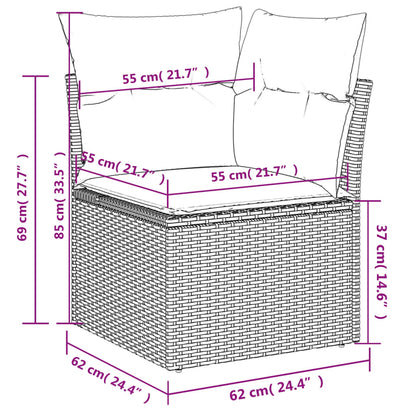 10 Piece Garden Sofa Set with Cushions Black Poly Rattan