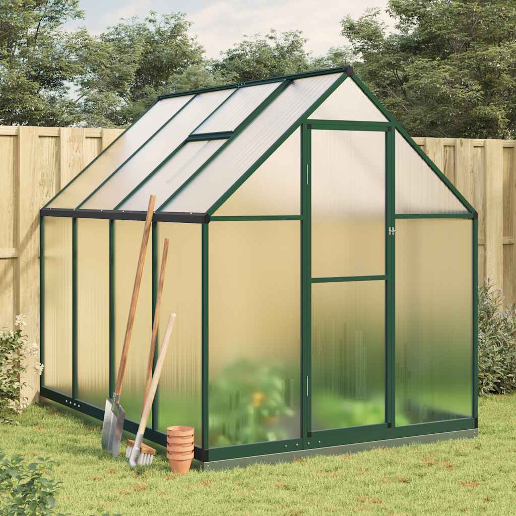 Greenhouse with Base Frame Green 224x169x202 cm Aluminium