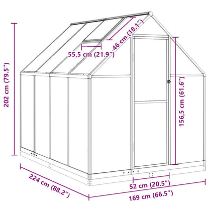 Greenhouse with Base Frame Anthracite 224x169x202 cm Aluminium