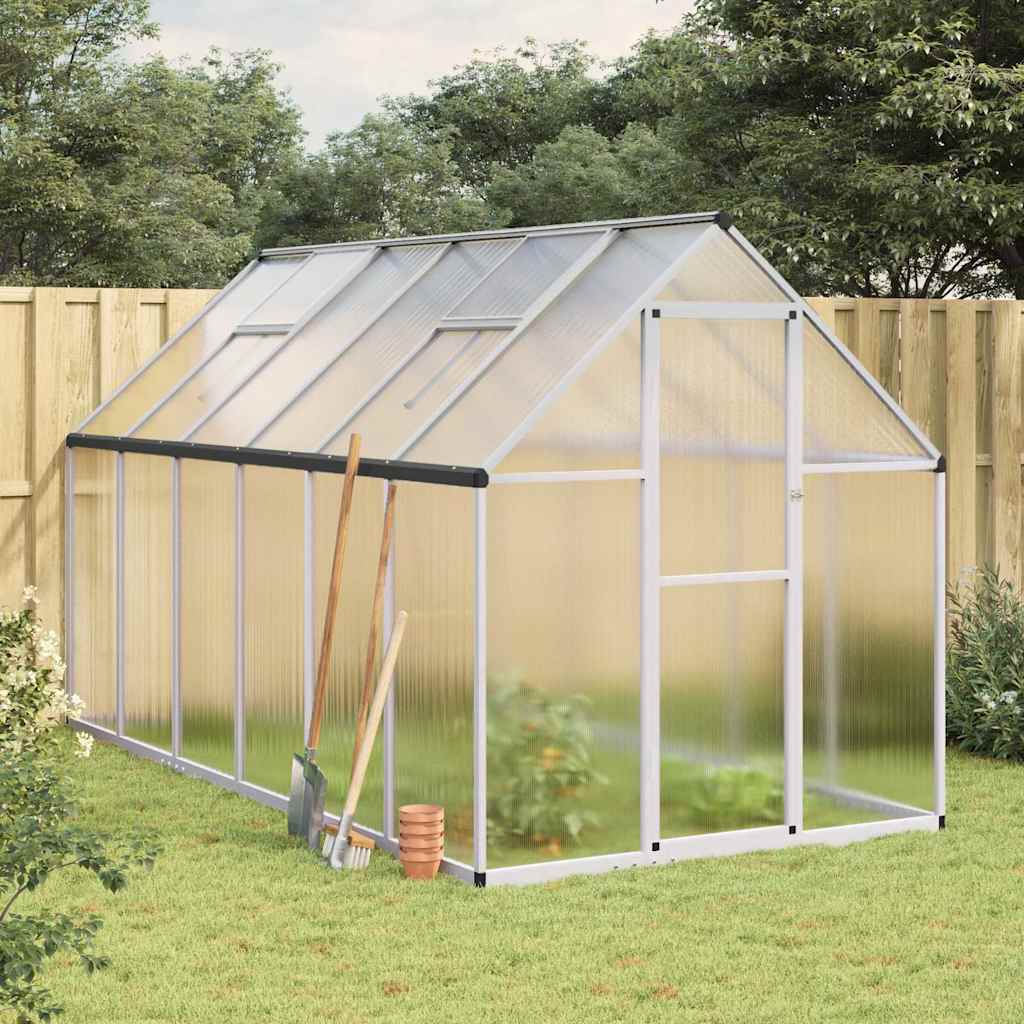 Greenhouse with Base Frame Silver 334x169x195 cm Aluminium