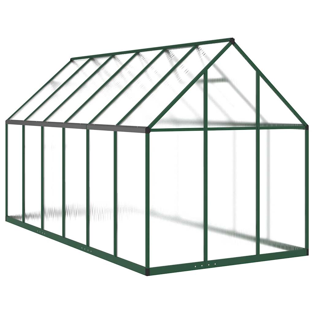 Greenhouse with Base Frame Green 334x169x195 cm Aluminium