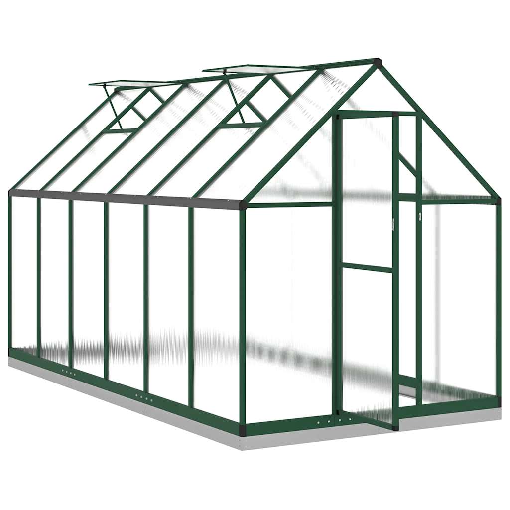 Greenhouse with Base Frame Green 334x169x202 cm Aluminium