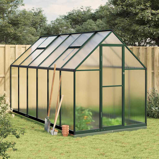 Greenhouse with Base Frame Green 334x169x202 cm Aluminium