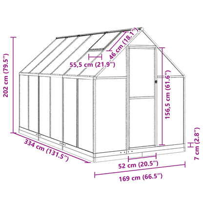 Greenhouse with Base Frame Anthracite 334x169x202 cm Aluminium