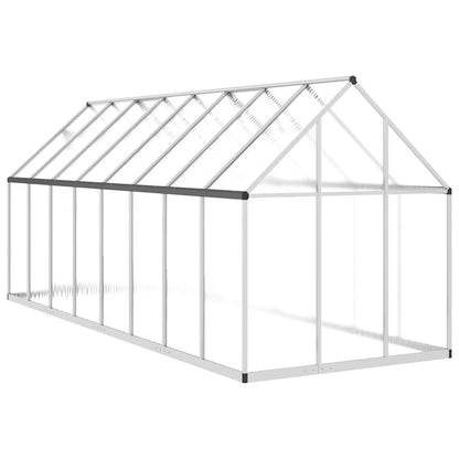 Greenhouse with Base Frame Silver 445x169x195 cm Aluminium