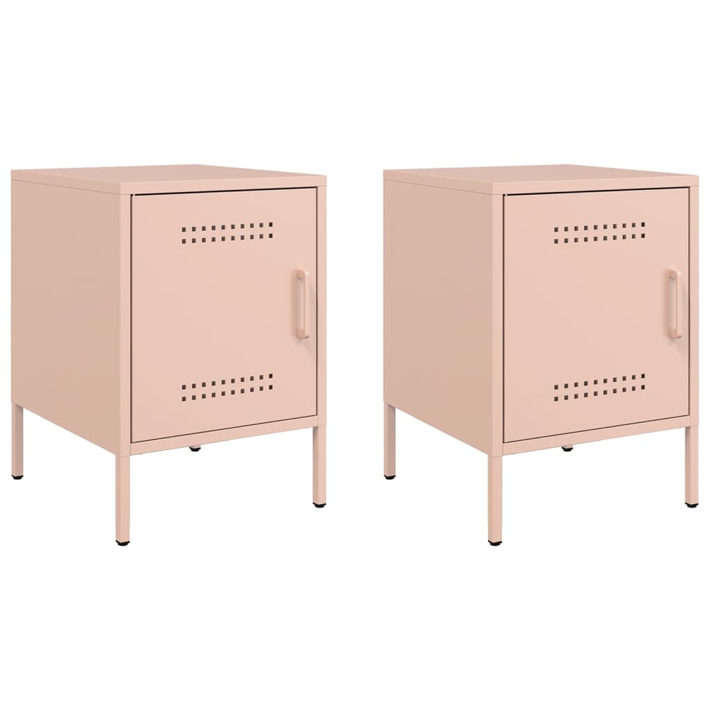 Bedside Cabinets 2 pcs Pink 36x39x50.5 cm Steel