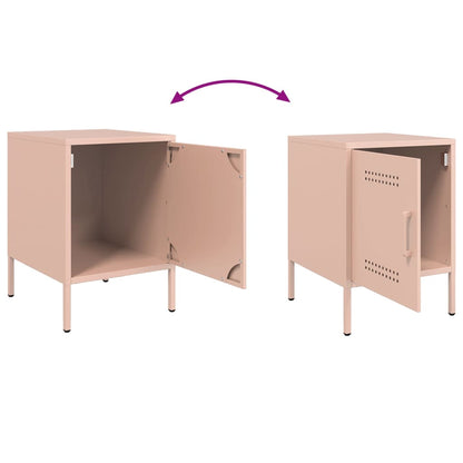 Bedside Cabinets 2 pcs Pink 36x39x50.5 cm Steel