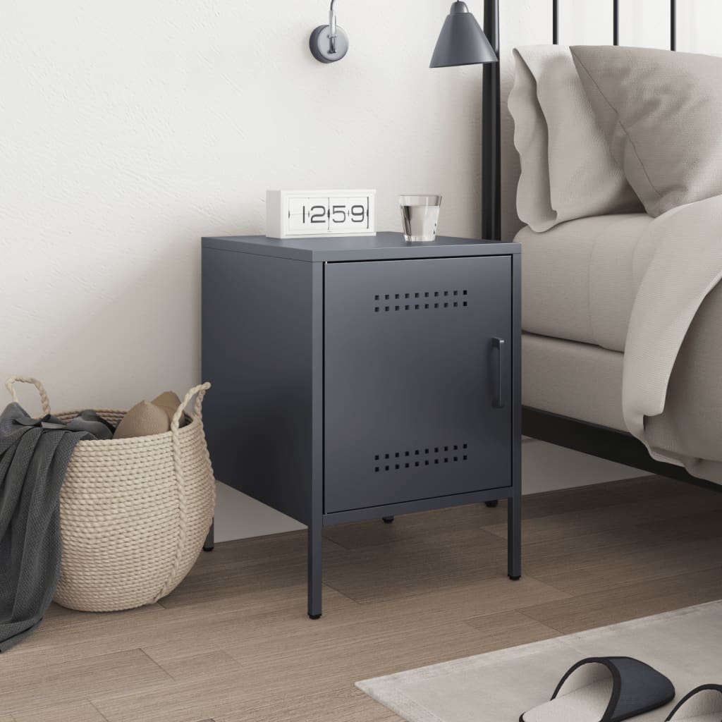 Bedside Cabinet Anthracite 36x39x50.5 cm Steel