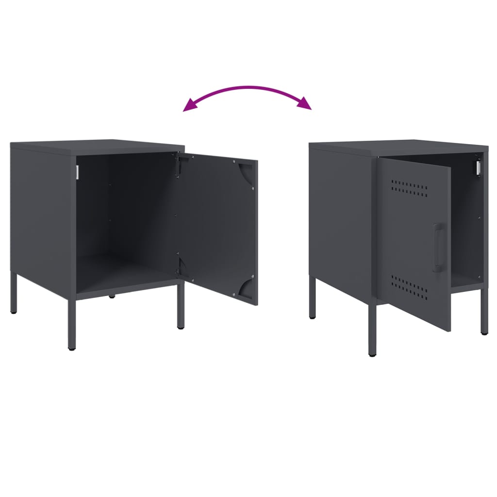 Bedside Cabinet Anthracite 36x39x50.5 cm Steel