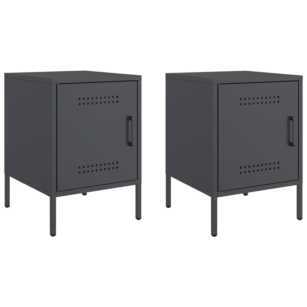 Bedside Cabinets 2 pcs Anthracite 36x39x50.5 cm Steel