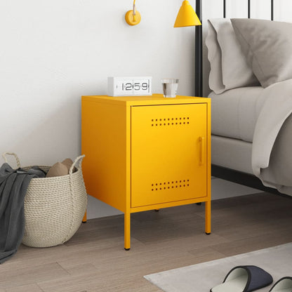 Bedside Cabinet Mustard Yellow 36x39x50.5 cm Steel