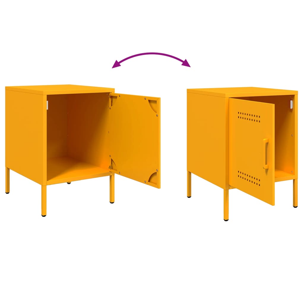 Bedside Cabinet Mustard Yellow 36x39x50.5 cm Steel