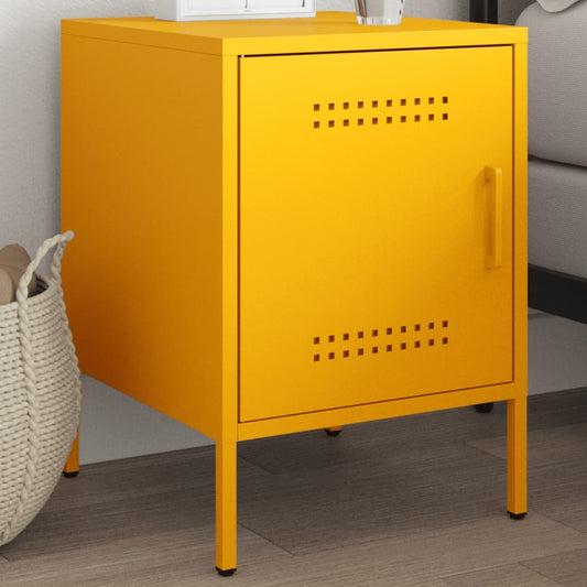 Bedside Cabinet Mustard Yellow 36x39x50.5 cm Steel