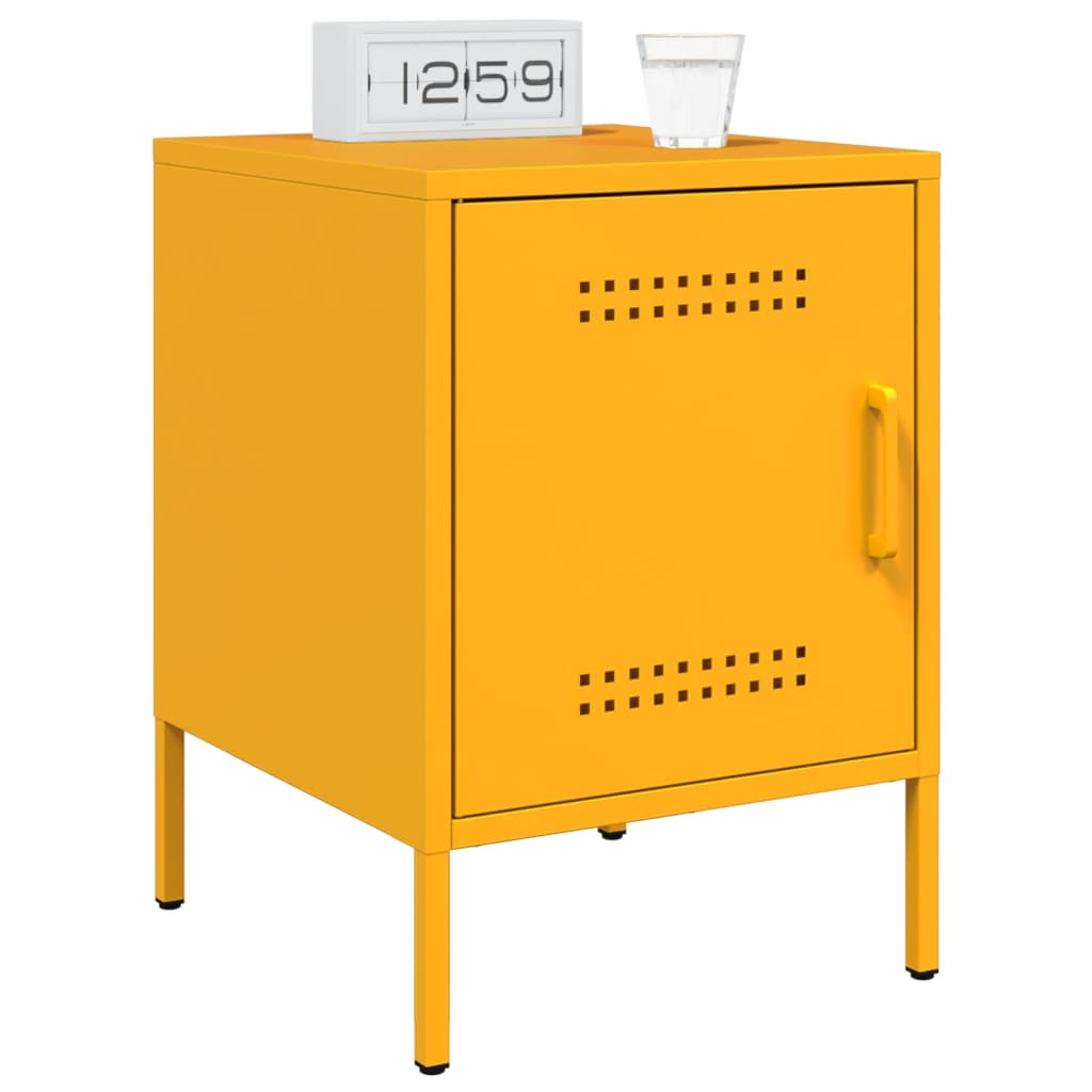 Bedside Cabinets 2 pcs Mustard Yellow 36x39x50.5 cm Steel