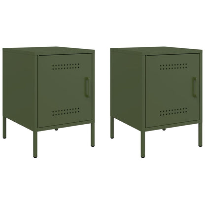 Bedside Cabinets 2 pcs Olive Green 36x39x50.5 cm Steel