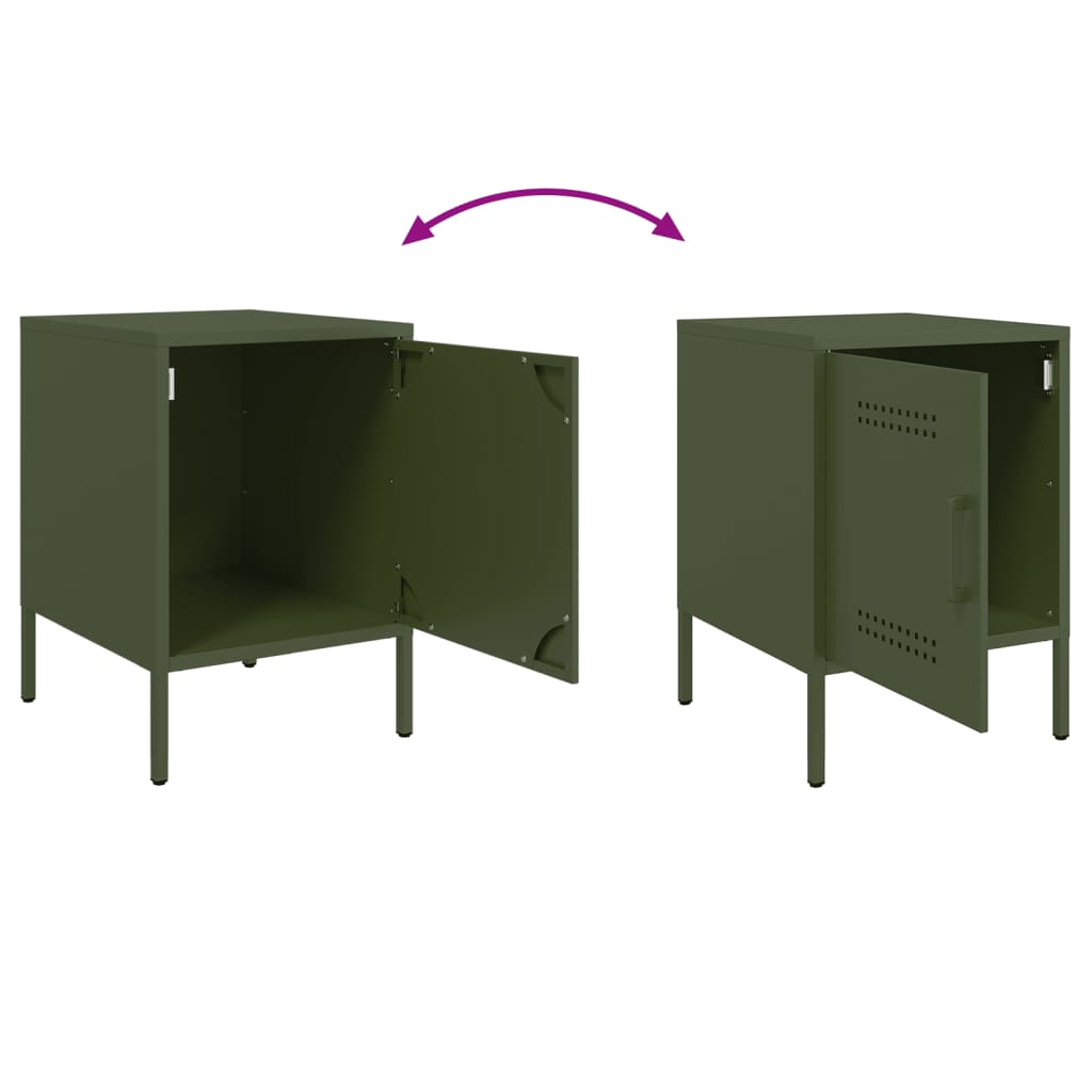 Bedside Cabinets 2 pcs Olive Green 36x39x50.5 cm Steel