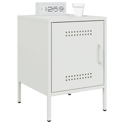 Bedside Cabinet White 36x39x50.5 cm Steel