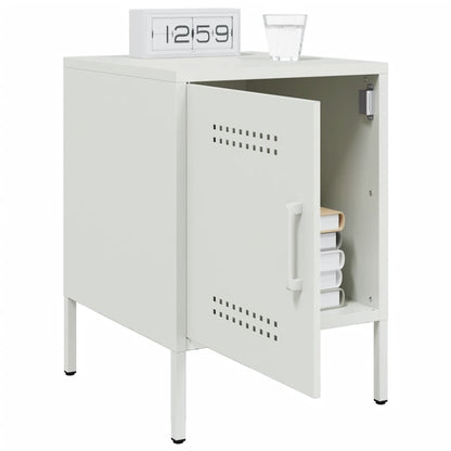 Bedside Cabinet White 36x39x50.5 cm Steel