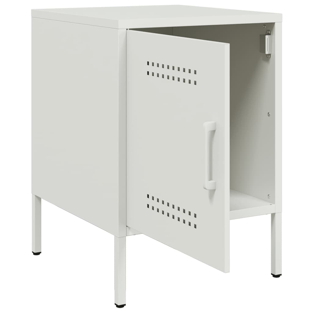 Bedside Cabinet White 36x39x50.5 cm Steel