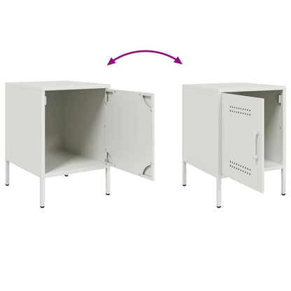 Bedside Cabinet White 36x39x50.5 cm Steel