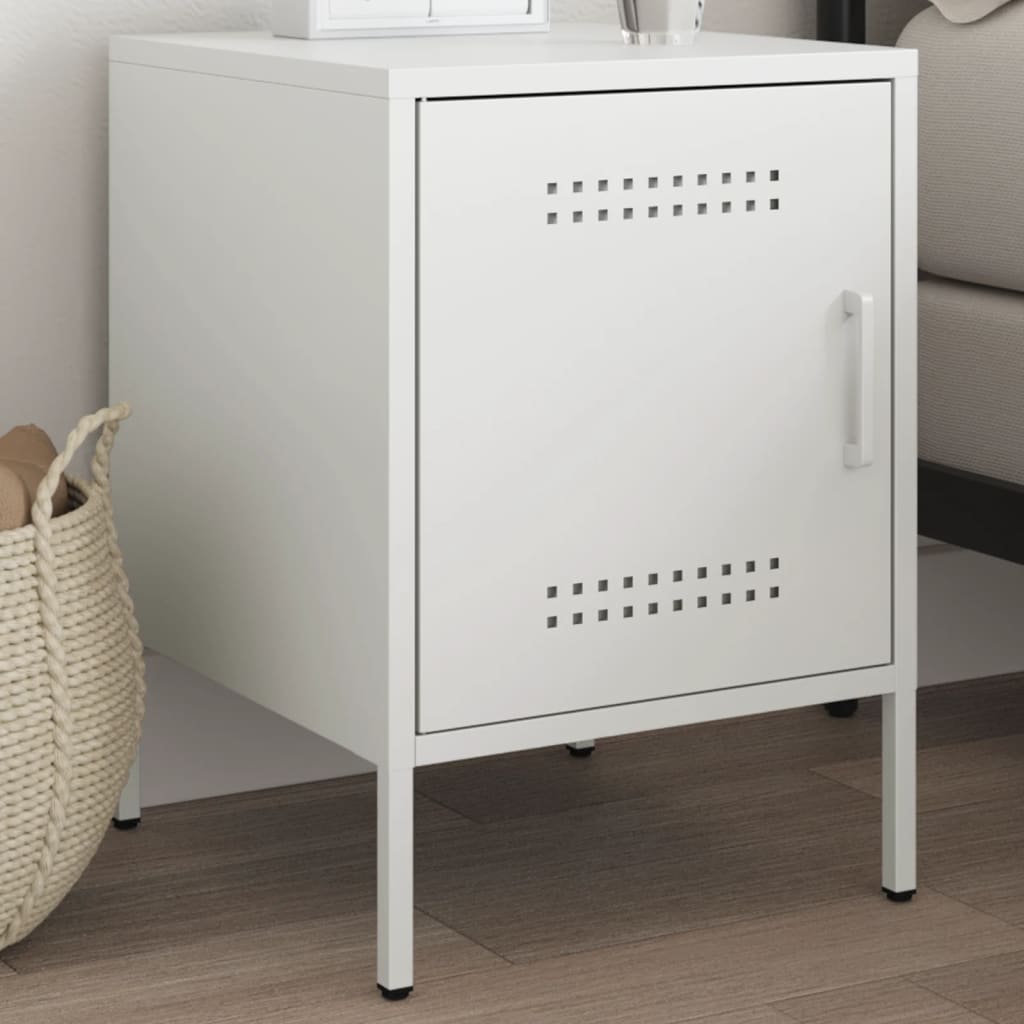 Bedside Cabinet White 36x39x50.5 cm Steel