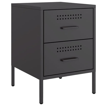 Bedside Cabinet Black 36x39x50.5 cm Steel