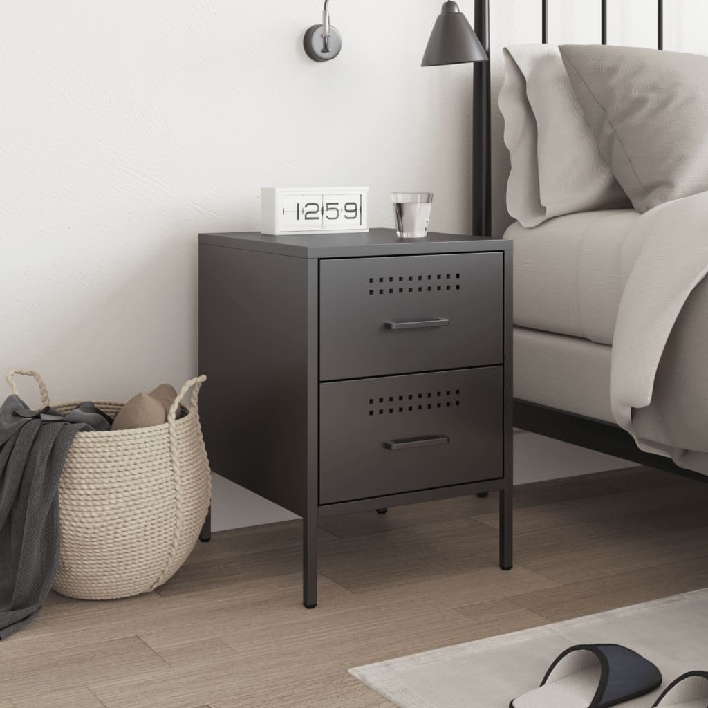 Bedside Cabinet Black 36x39x50.5 cm Steel