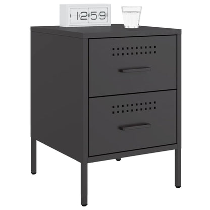 Bedside Cabinet Black 36x39x50.5 cm Steel