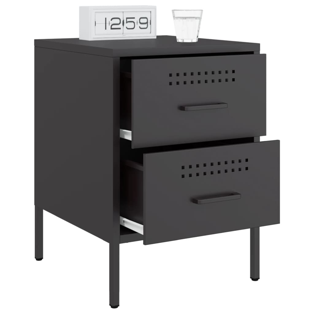 Bedside Cabinet Black 36x39x50.5 cm Steel