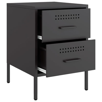 Bedside Cabinet Black 36x39x50.5 cm Steel