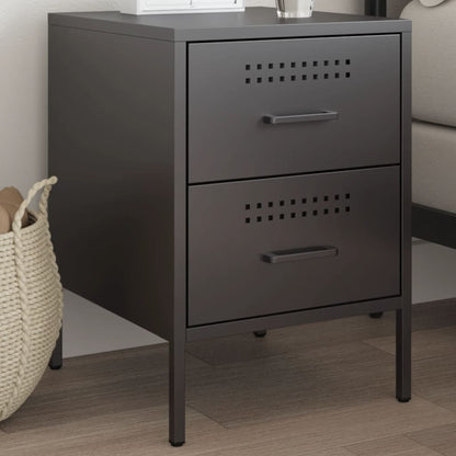 Bedside Cabinet Black 36x39x50.5 cm Steel