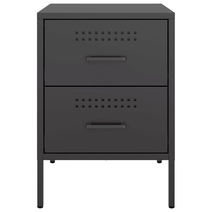 Bedside Cabinets 2 pcs Black 36x39x50.5 cm Steel