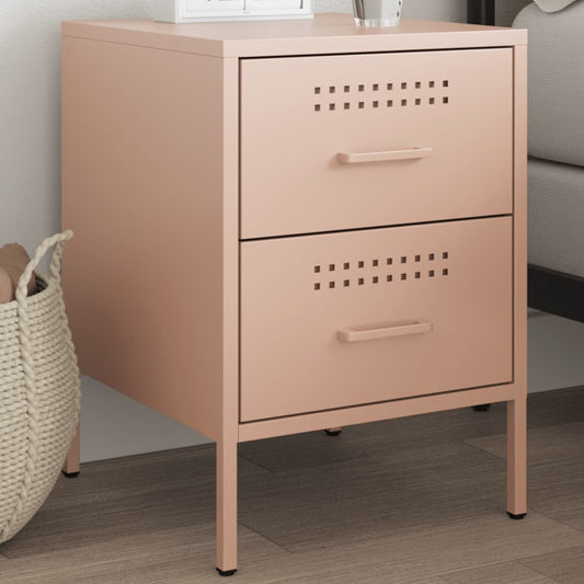 Bedside Cabinet Pink 36x39x50.5 cm Steel