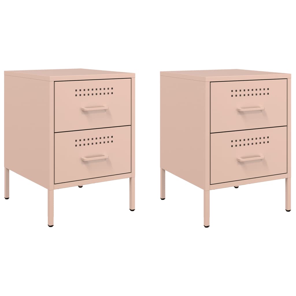 Bedside Cabinets 2 pcs Pink 36x39x50.5 cm Steel