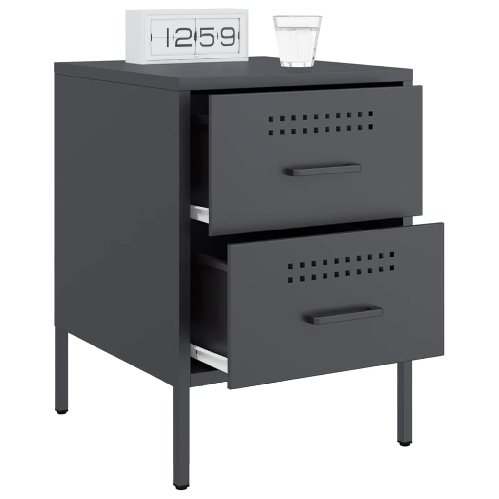 Bedside Cabinets 2 pcs Anthracite 36x39x50.5 cm Steel