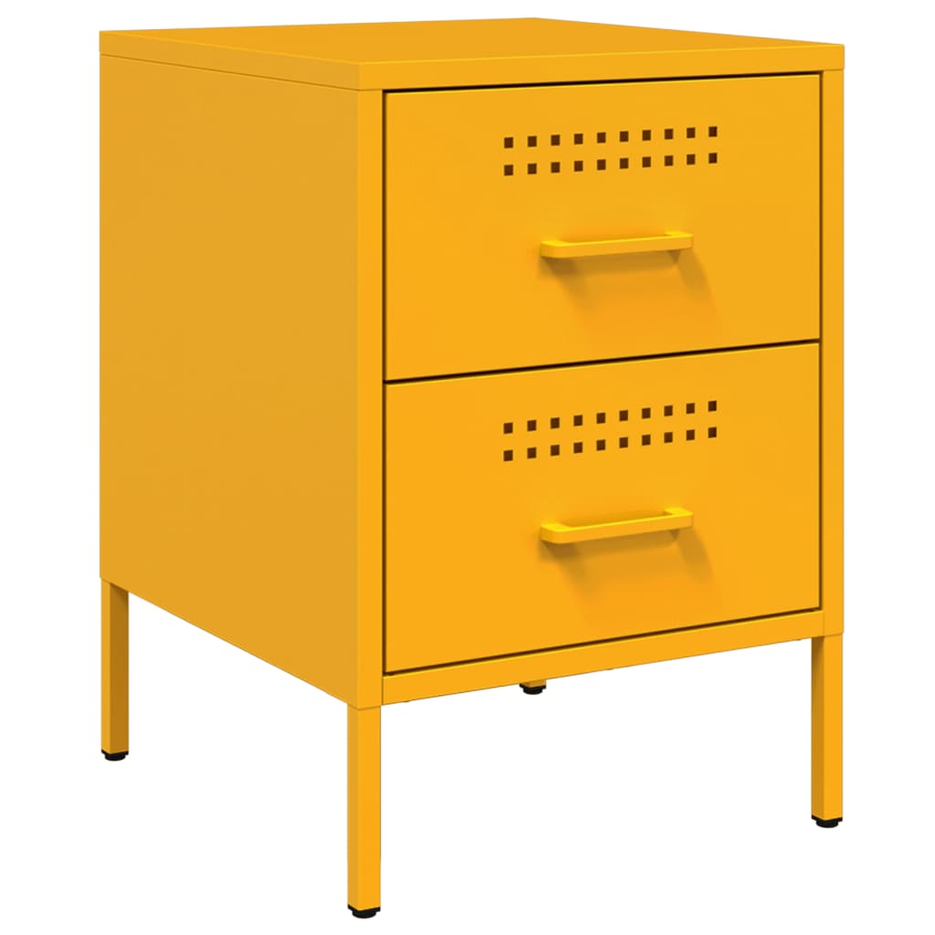 Bedside Cabinet Mustard Yellow 36x39x50.5 cm Steel